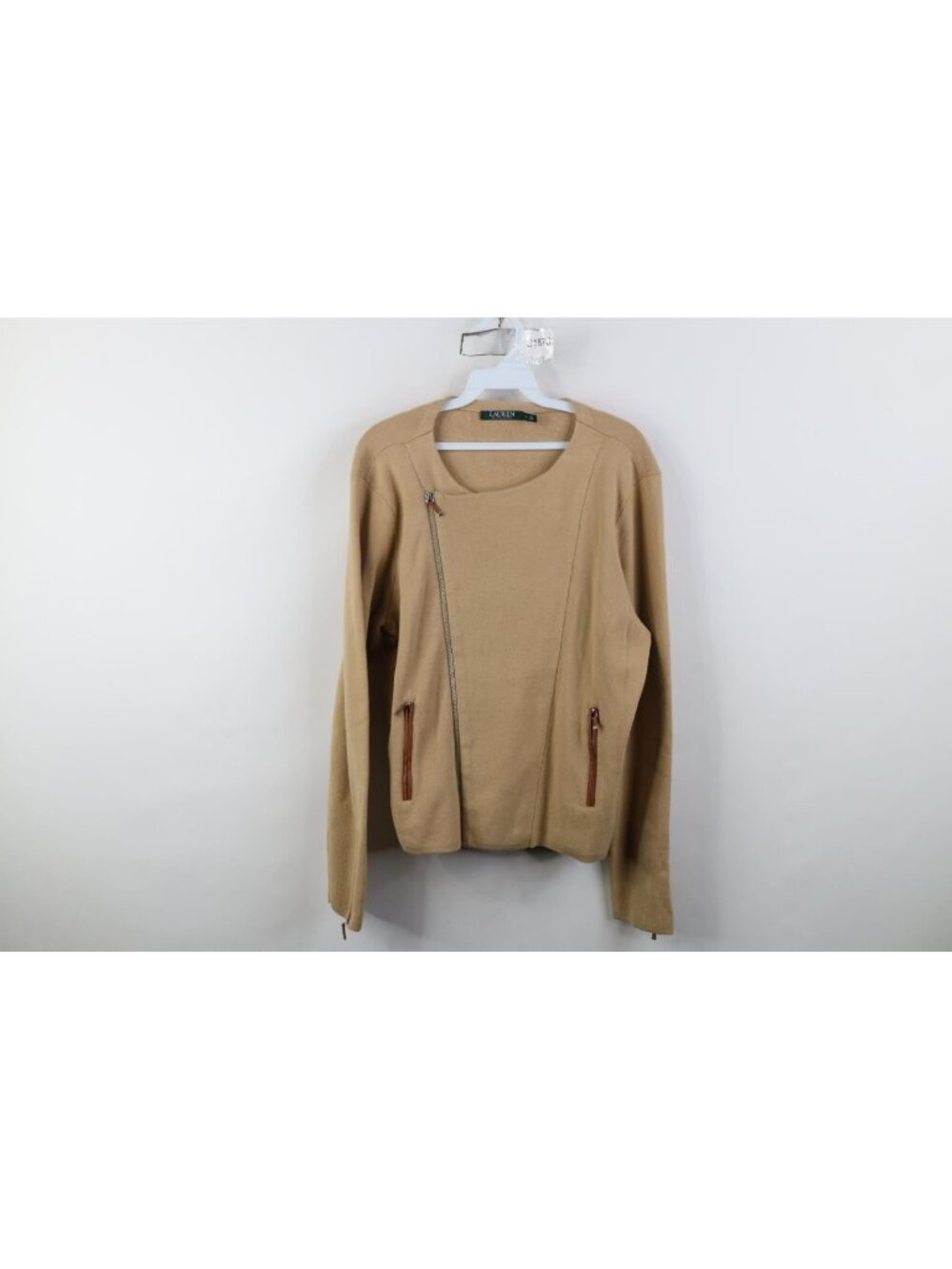 Vintage Ralph Lauren Womens XL Asymmetrical Zip Knit Cardigan Sweater Jacket